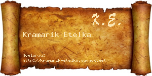 Kramarik Etelka névjegykártya